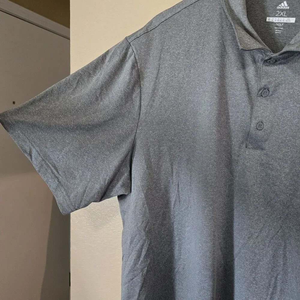Adidas Golf Mens 2XL Heather Gray Short Sleeve Performance Polo Shirt